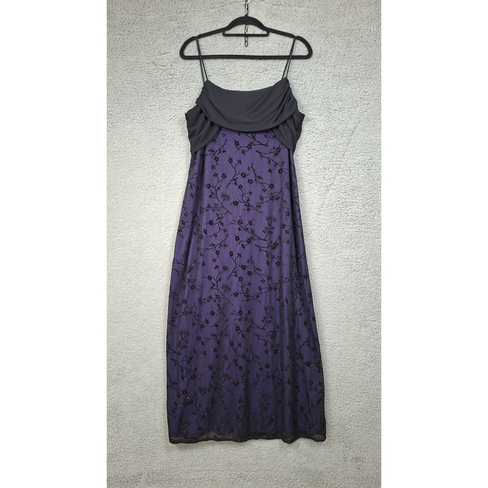 VTG 90s Y2K Evening Velvet Burnout Dress 16 Whimsigoth Fairy Grunge Mesh Overlay
